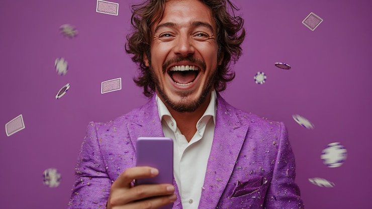 Pengguna memegang smartphone dengan aplikasi suhu777apk untuk pengendalian diri dalam bermain